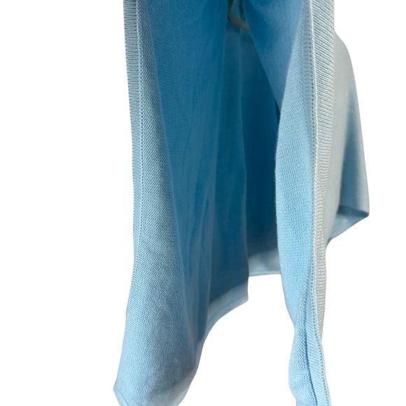 Caroline Grace Cotton Cashmere Baby Blue Asymmetrical Poncho Sweater Layer OS - Picture 6 of 13